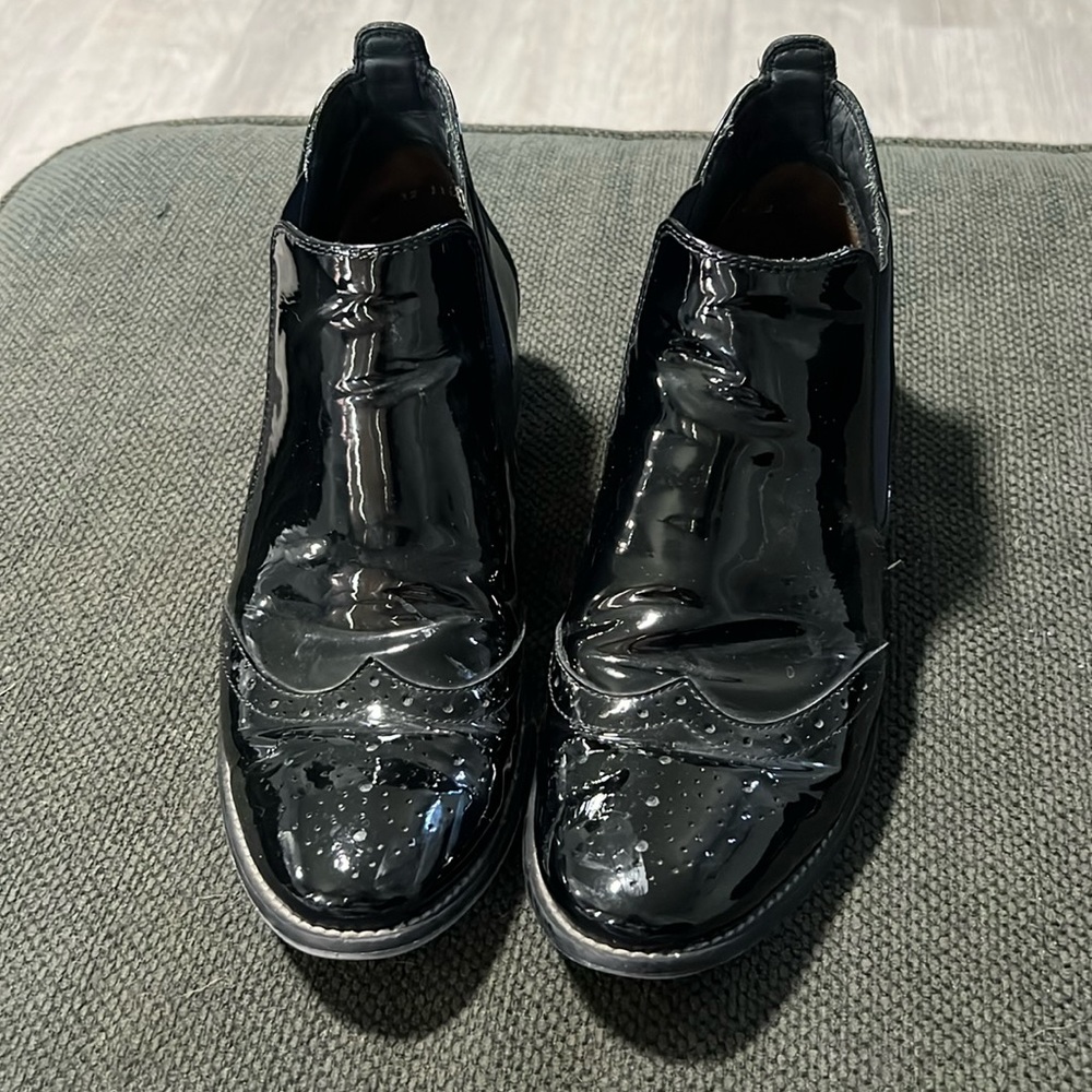 Paul Green Womens Black Patent Leather Ankle Boots Booties Brogues US